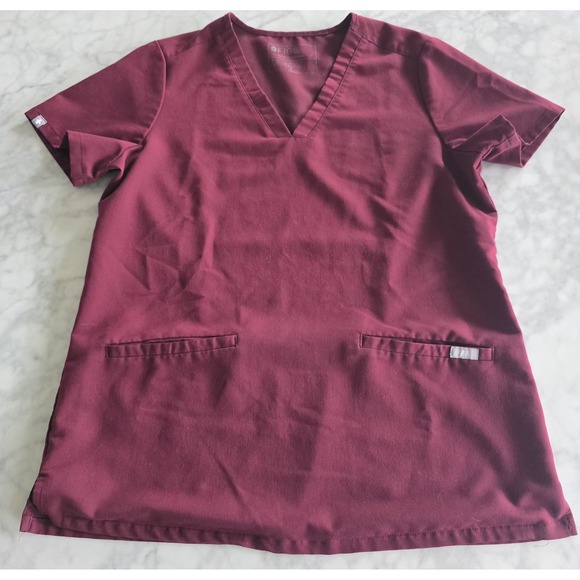 Figs Tops - Figs Technical Collection Scrub Top Burgundy 2 Pocket Women's Size‎ S PO#1645